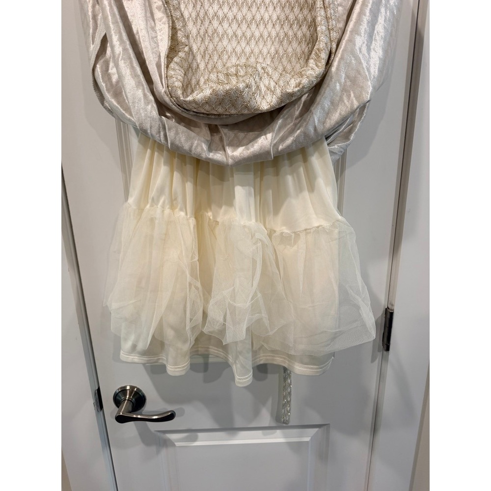 Tahari Girl Gold Metallic Jacquard Rhinestone Party Dress Size 7 Holiday Wedding - Picture 7 of 10